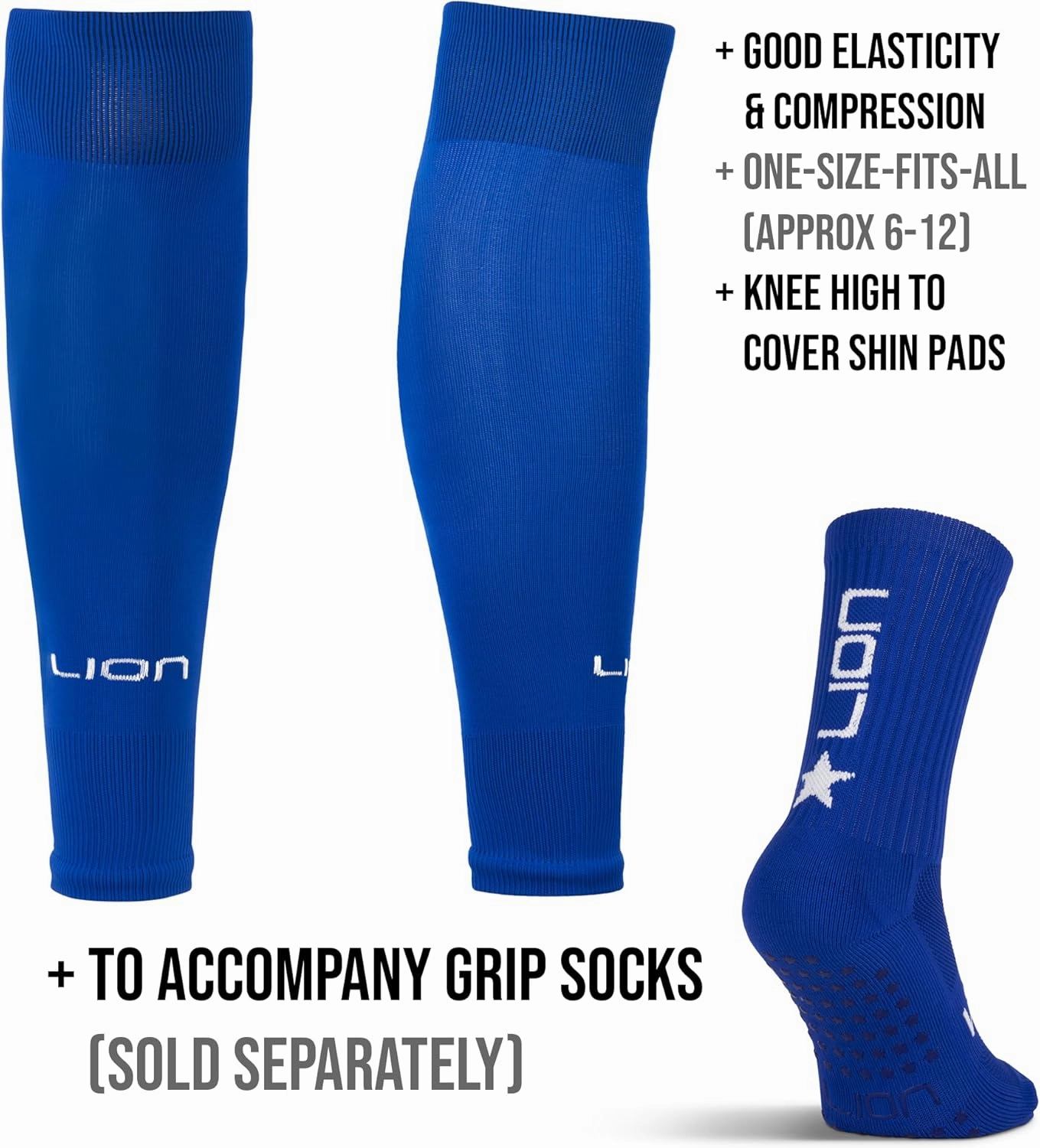 Soccer Sock Leg Sleeves To Accompany Grip Socks - Fits Over Calf/Shin Guards - Variety Of Colours