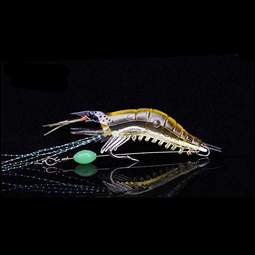 Soft Luminous Shrimp Lure Set, 5 Colors Shrimp Bait Shrimp Lures Fishing Bait with Hooks Beads Fishing Tackles for Freshwater Saltwater Bass Trout Catfish Salmon