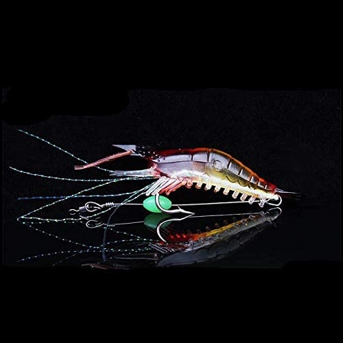 Soft Luminous Shrimp Lure Set, 5 Colors Shrimp Bait Shrimp Lures Fishing Bait with Hooks Beads Fishing Tackles for Freshwater Saltwater Bass Trout Catfish Salmon