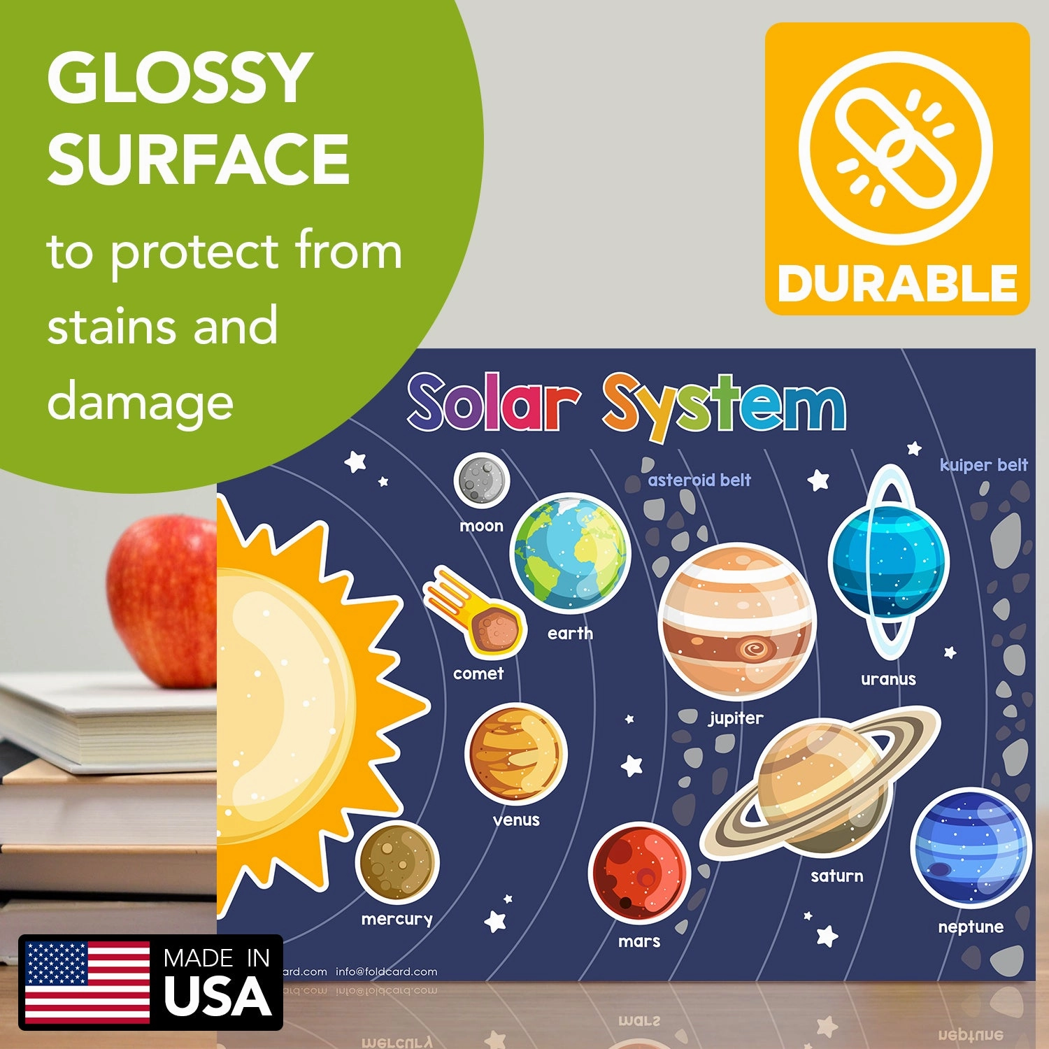 Solar System Chart Science Poster - 8.5" x 11" Educational Visual for Learning | 5-Pack