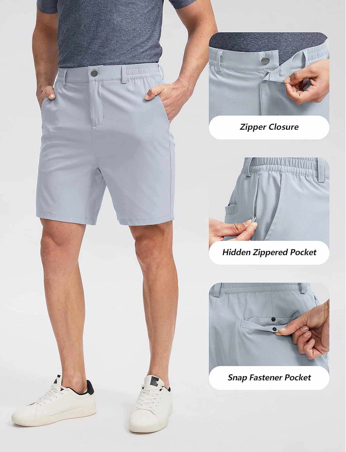 Soothfeel Men's Golf Shorts with 5 Pockets 7 Inch Stretch Lightweight Quick Dry Hiking Casual Work Dress Shorts for Men