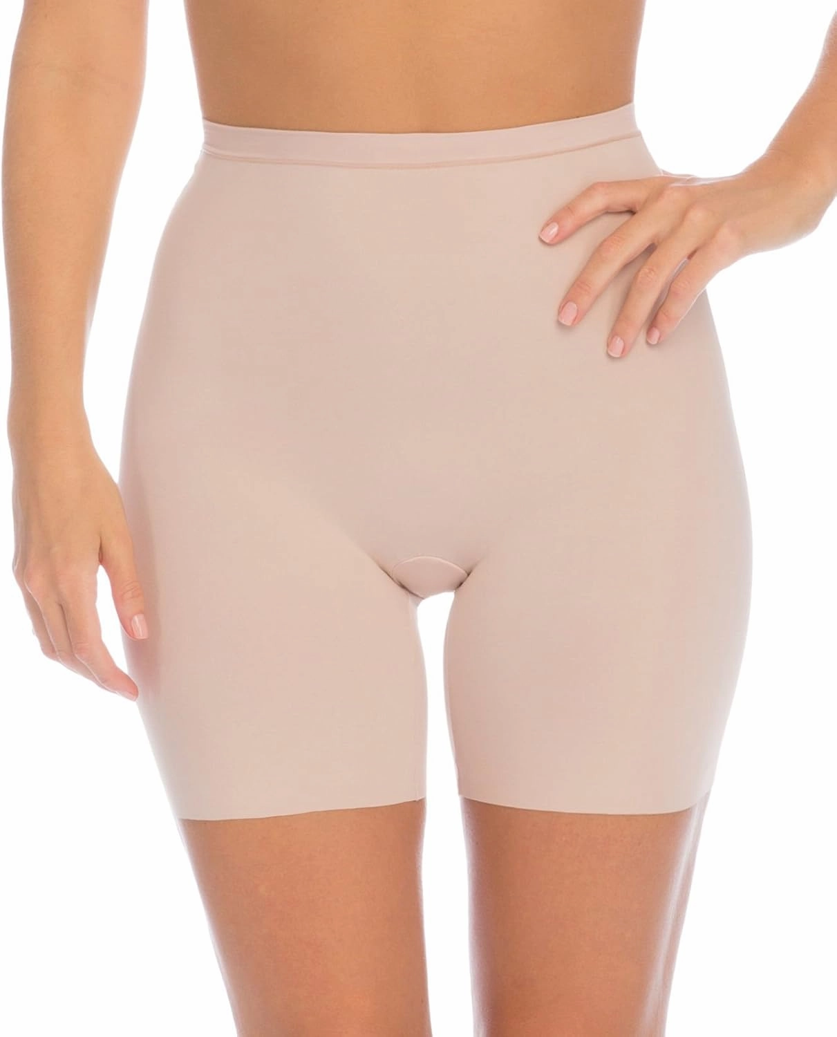 SPANX Assets Red Hot Label Mid-Thigh Primer Lightweight Slimming Shorts (Large, Champagne Nude)