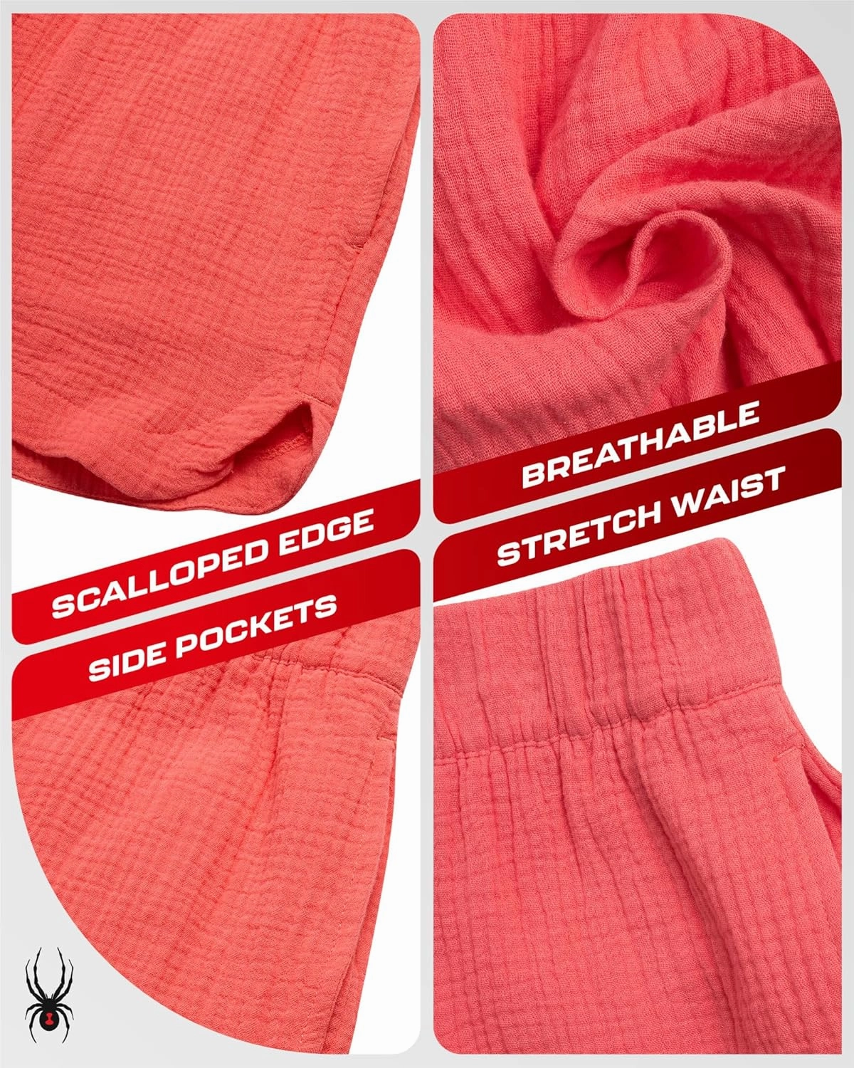 Spyder Womens Athletic Shorts - Lightweight Woven Pull On Workout Shorts for Women with Pockets for Gym and Casual Daily Wear