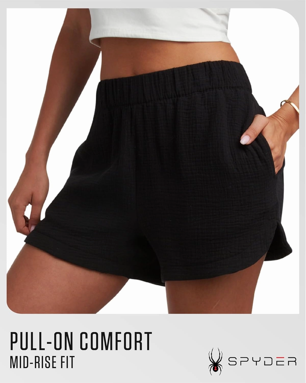 Spyder Womens Athletic Shorts - Lightweight Woven Pull On Workout Shorts for Women with Pockets for Gym and Casual Daily Wear