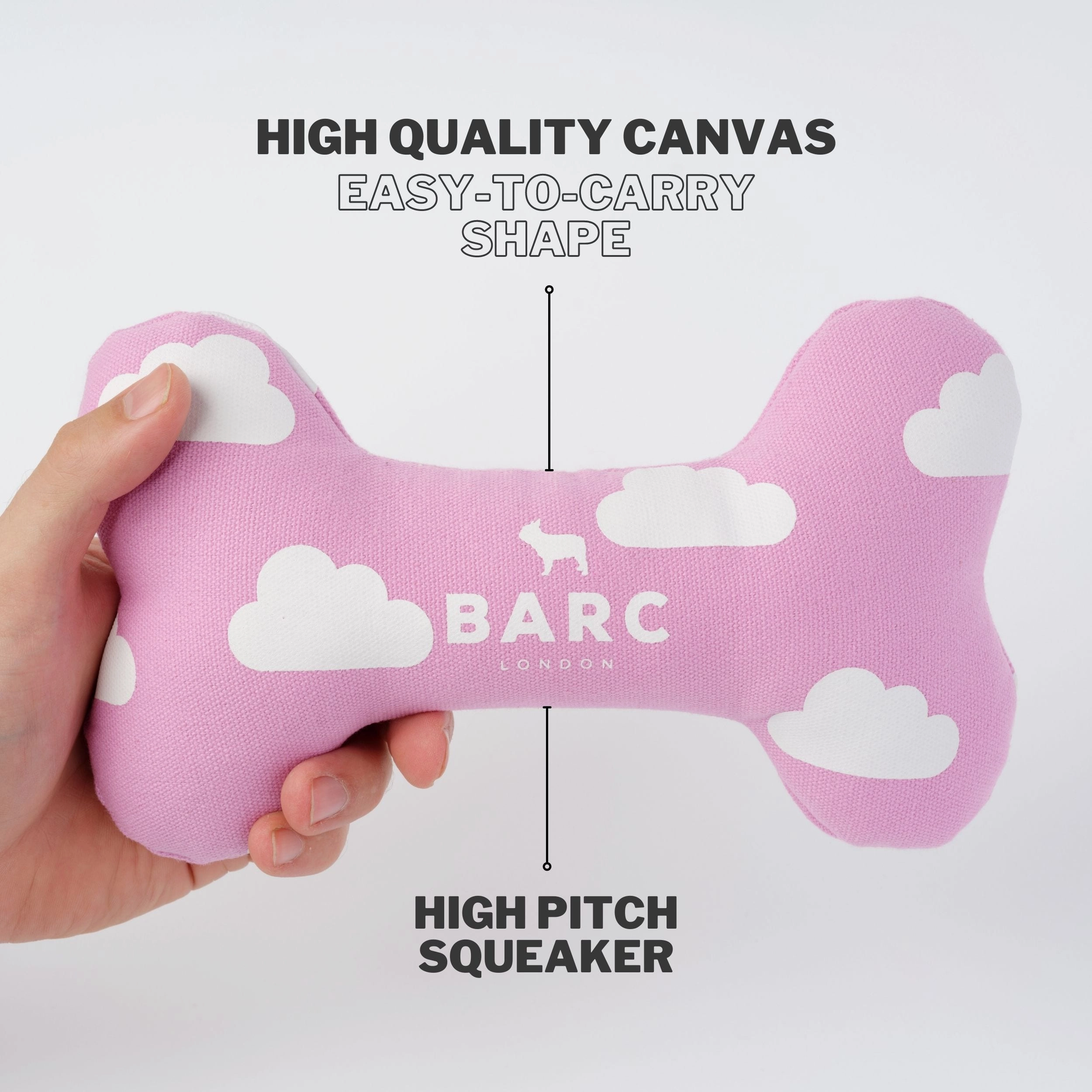 Squeaky Canvas Dog Bone Toy | Cloud Print