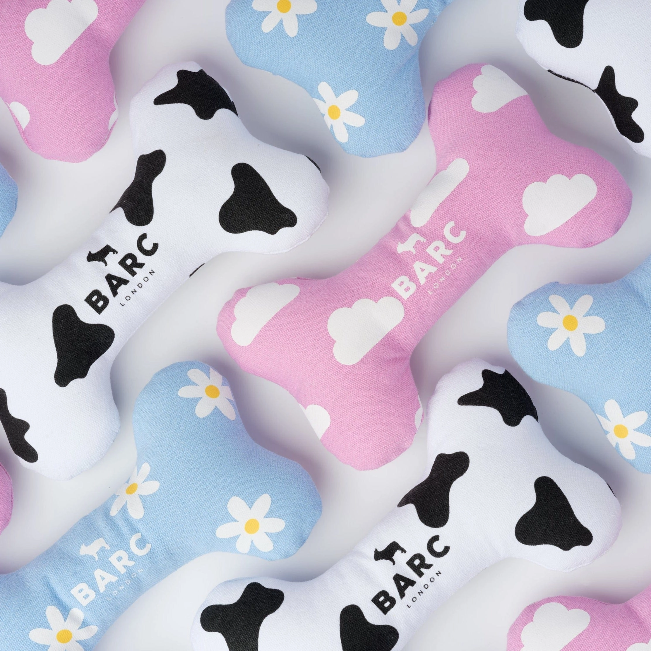 Squeaky Canvas Dog Bone Toy | Cloud Print