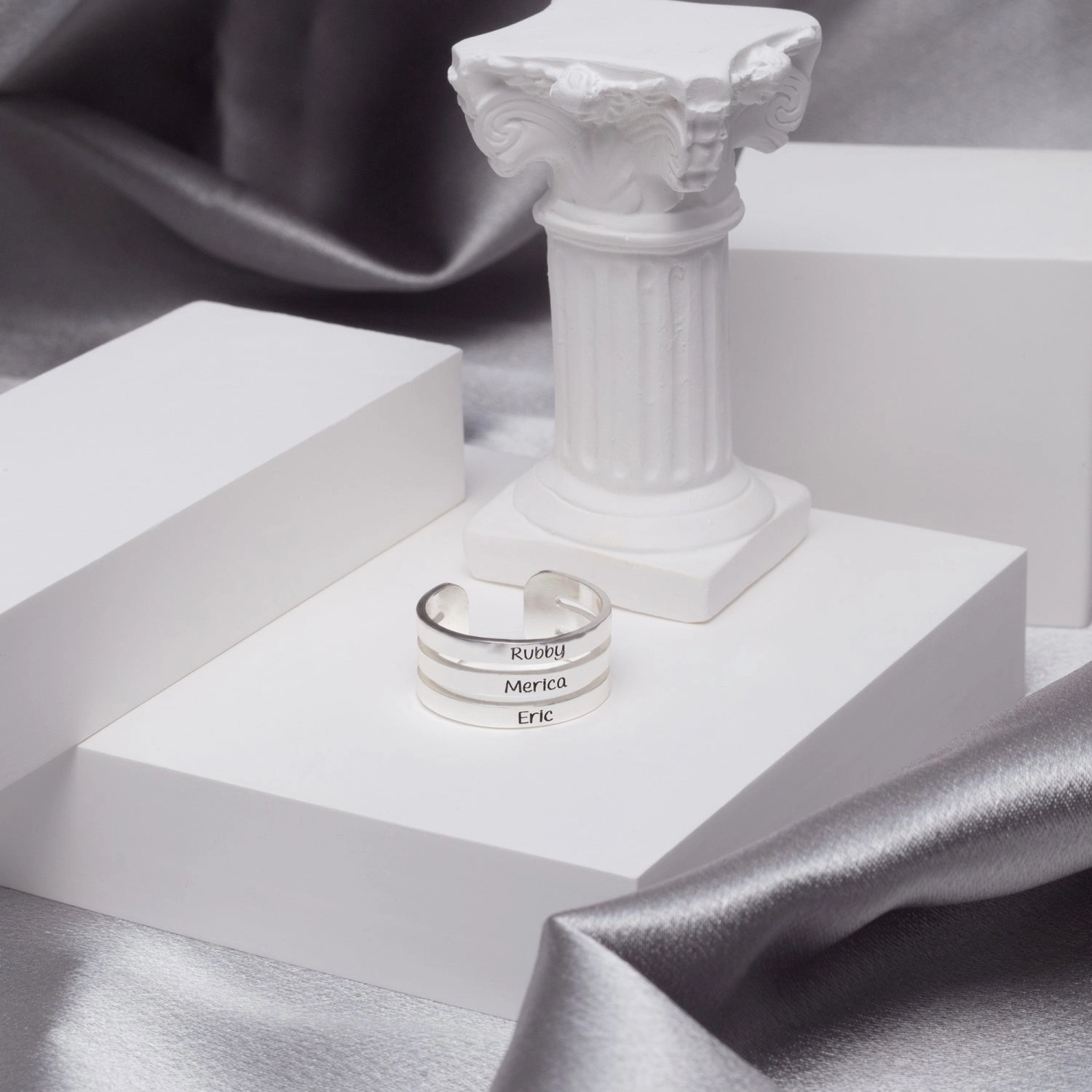 Stackable Name Ring- Silver
