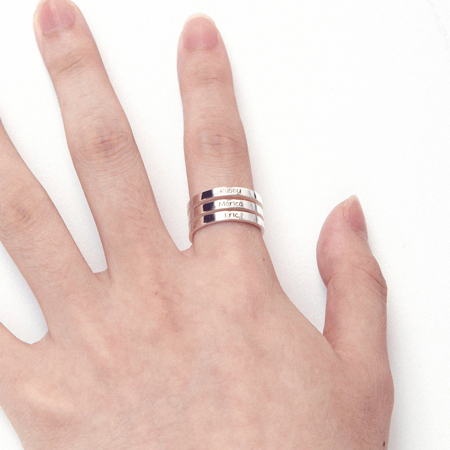 Stackable Name Ring- Silver