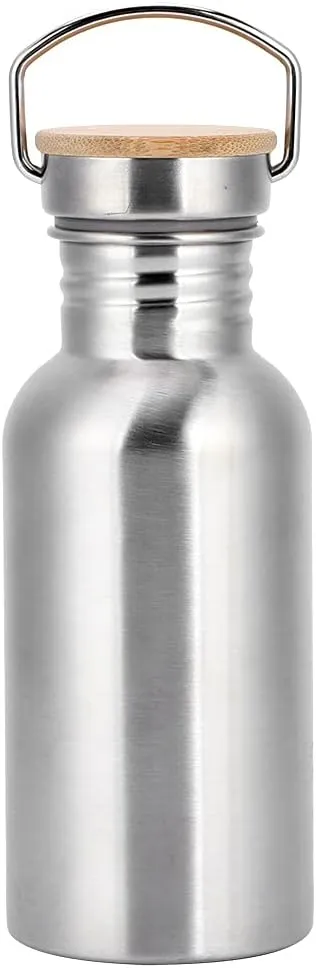 Stainless Steel Water Bottles, 304 Stainless Steel Metal Water Bottle Survival Water Bottle Sport Flask with Handle for Travel Outdoor Camping Hiking (500ml)