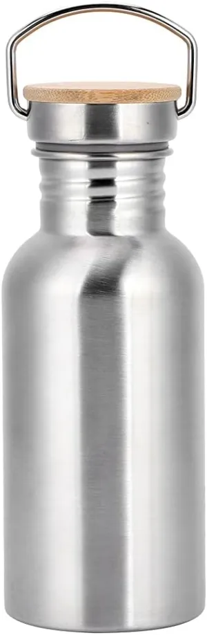 Stainless Steel Water Bottles, 304 Stainless Steel Metal Water Bottle Survival Water Bottle Sport Flask with Handle for Travel Outdoor Camping Hiking (500ml)
