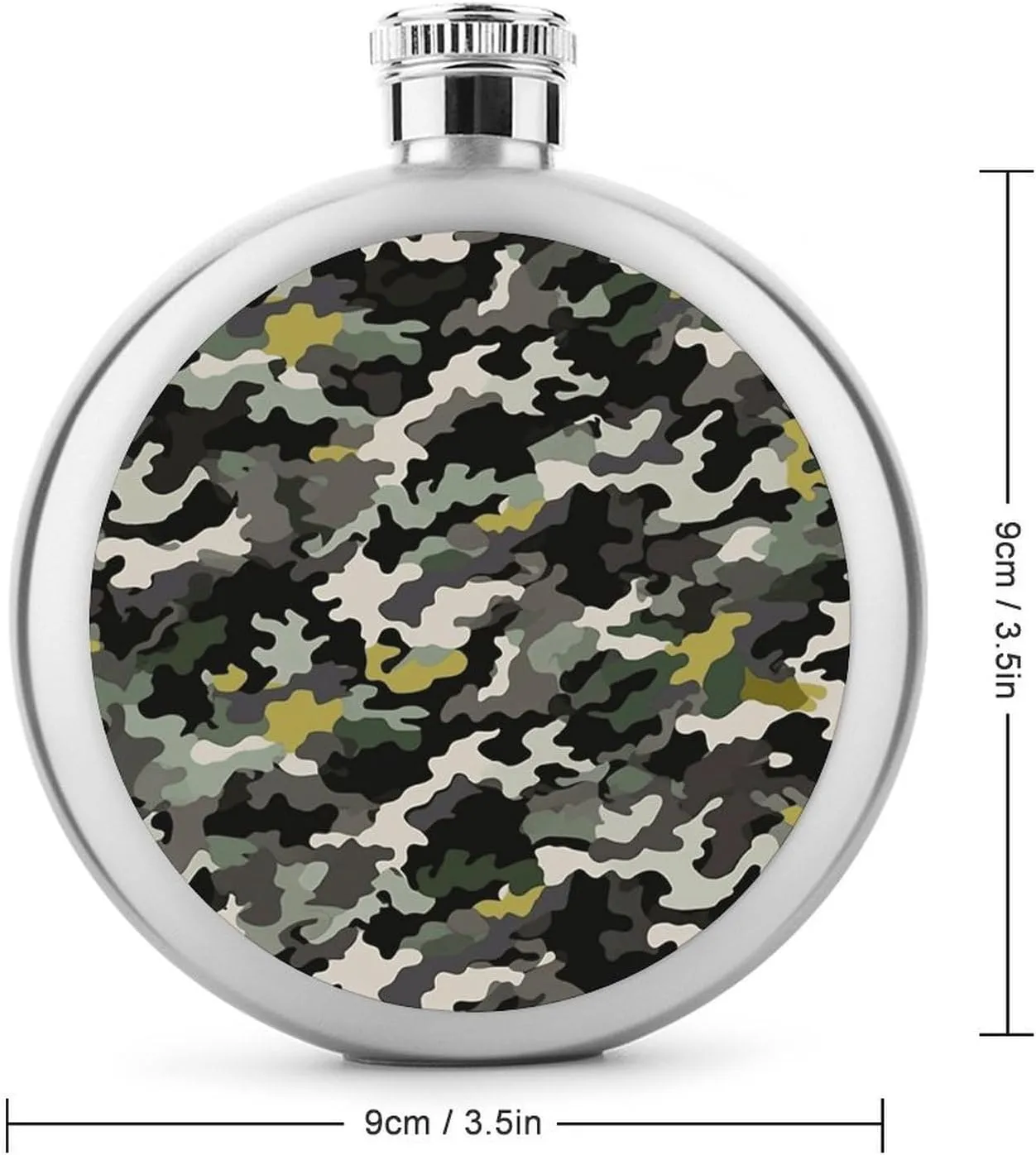Stainless Steel Wine Bottle Liquor Container Abstract Camouflage Print Leak Proof Hip Flask Durable for Camping Hiking Travel Festivals