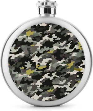 Stainless Steel Wine Bottle Liquor Container Abstract Camouflage Print Leak Proof Hip Flask Durable for Camping Hiking Travel Festivals