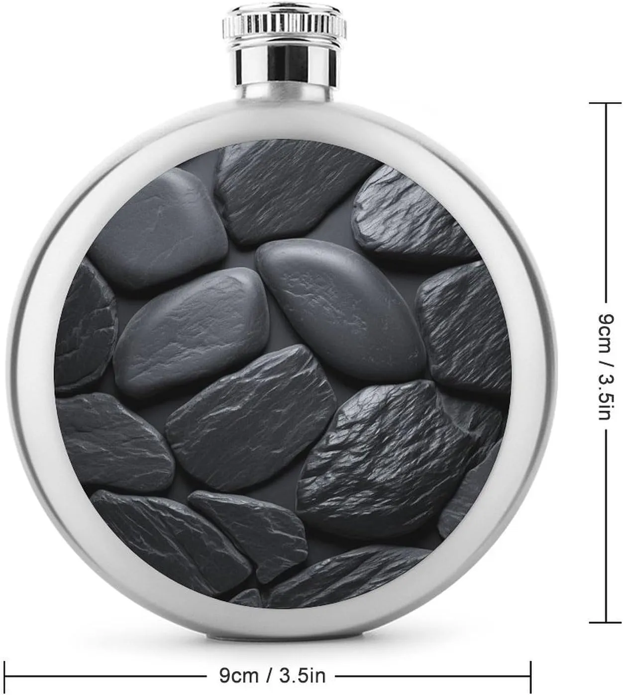 Stainless Steel Wine Bottle Liquor Container Black Stone Print Leak Proof Hip Flask Durable for Camping Hiking Travel Festivals