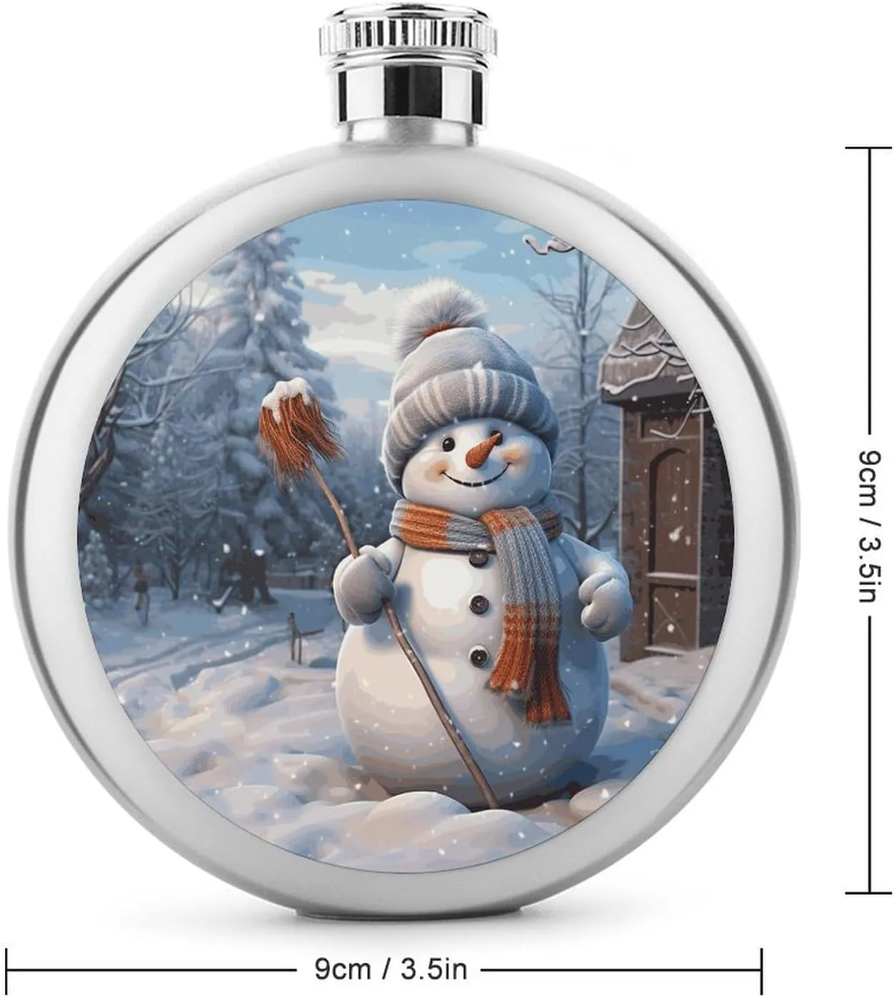 Stainless Steel Wine Bottle Liquor Container Hardworking Snowman Print Leak Proof Hip Flask Durable for Camping Hiking Travel Festivals