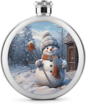 Stainless Steel Wine Bottle Liquor Container Hardworking Snowman Print Leak Proof Hip Flask Durable for Camping Hiking Travel Festivals