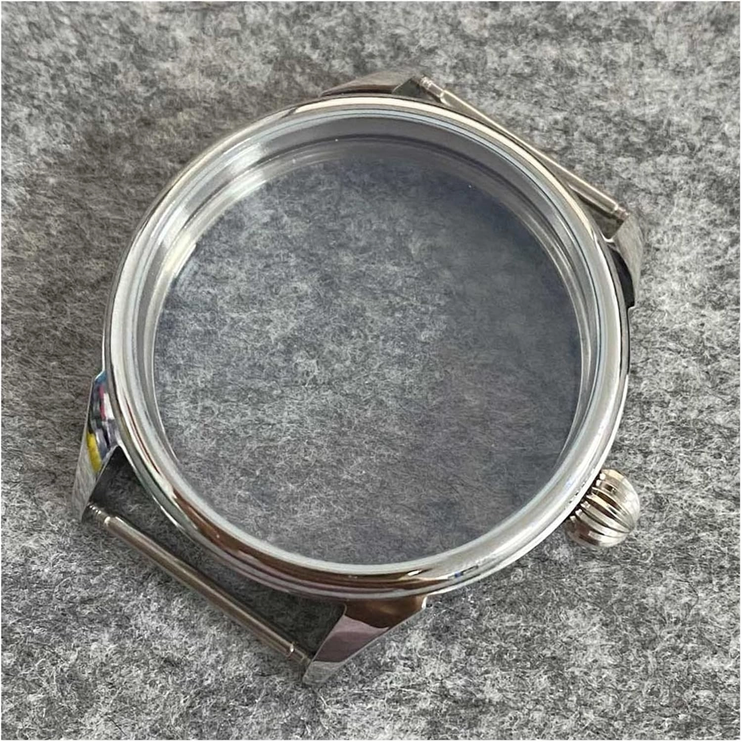 Stainless Watch Case compatible with ETA6497 compatible with Seagull ST36 Movement Polished 42MM Transparent Bottom Case Waterproof Ring Watch Accessories watch case