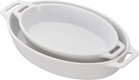 STAUB Ceramics Oval Baking Dish Set, 2-piece, White