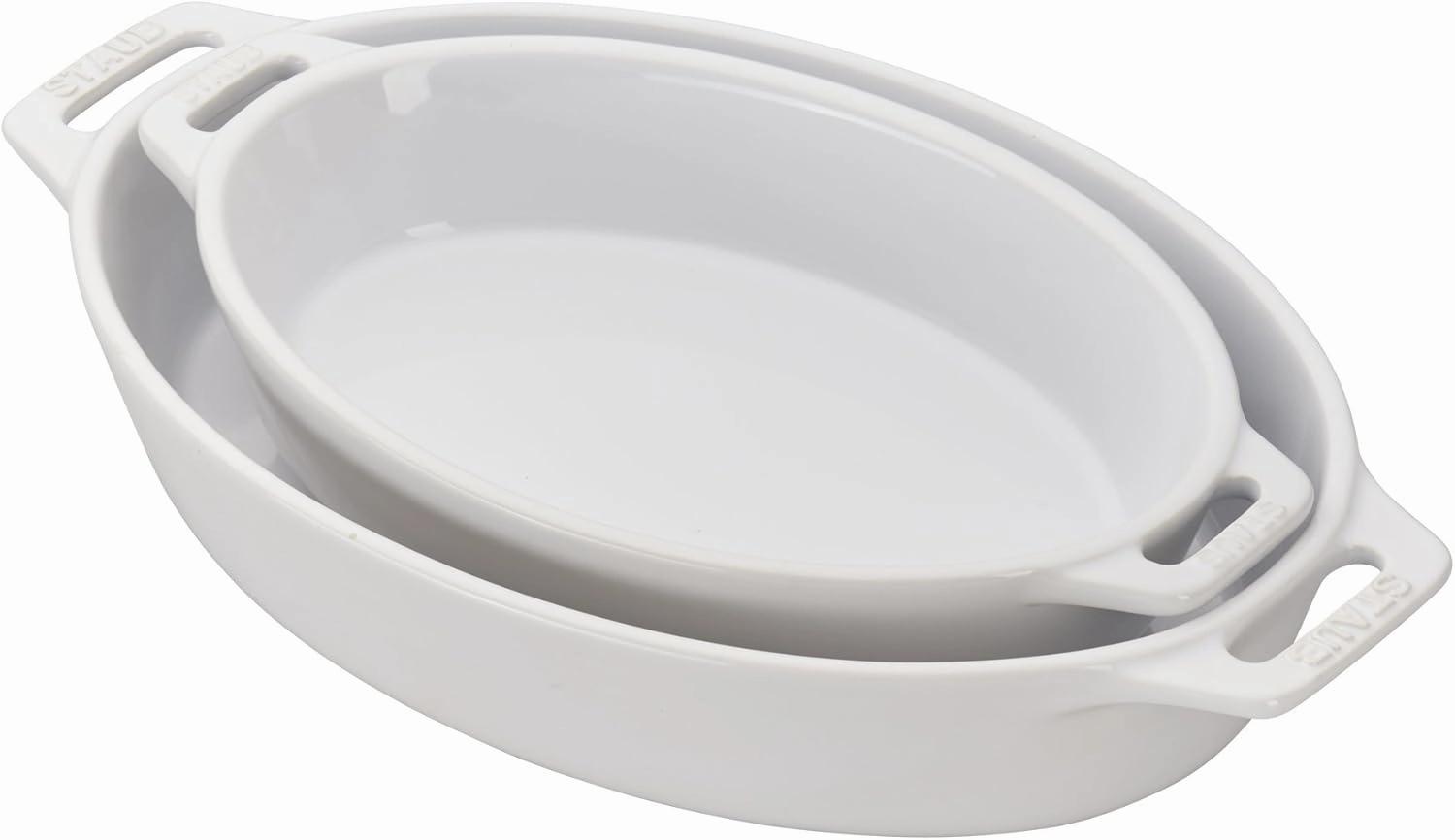 STAUB Ceramics Oval Baking Dish Set, 2-piece, White