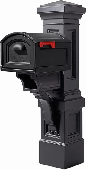 Step2 Atherton Grand Onyx Black XL Mailbox and Mailbox Post Kit – Elegantly Styled Mailbox with Post Cover, Magnetic Closure & Newspaper Chute – Ultra Durable, Low Maintenance