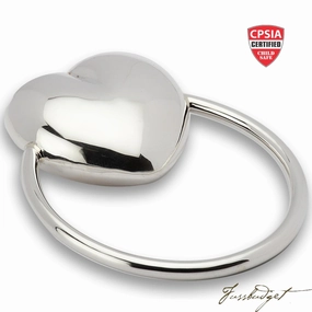Sterling Silver Heart Baby Teether Rattle