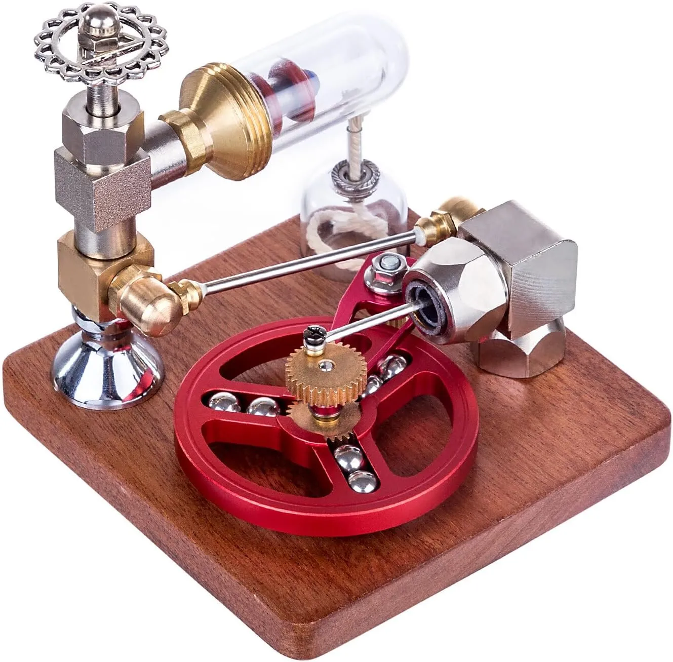 Stirling Engine Model Kit for Adults, ENJOMOR Adjustable Speed Stirling Engine Model Science Experiment Stem Toy with Ball Bearing Flywheel, Kids Adult Toys - Red, Type 2