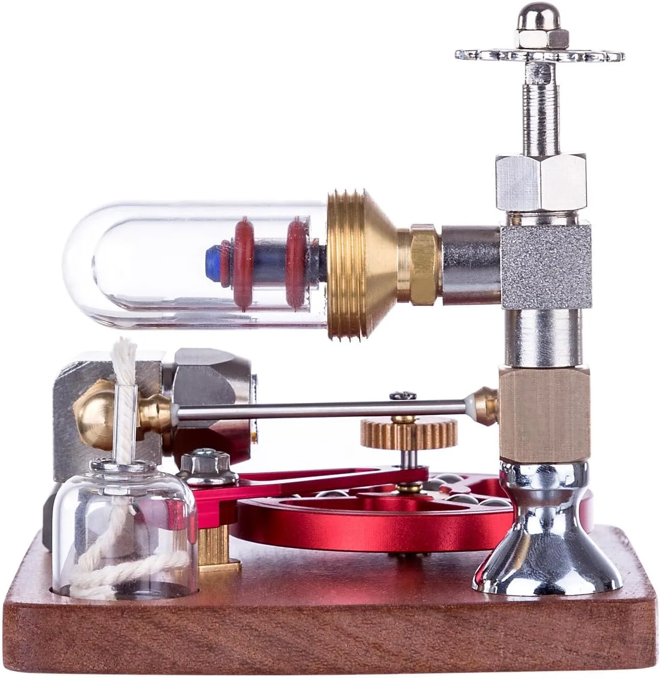Stirling Engine Model Kit for Adults, ENJOMOR Adjustable Speed Stirling Engine Model Science Experiment Stem Toy with Ball Bearing Flywheel, Kids Adult Toys - Red, Type 2