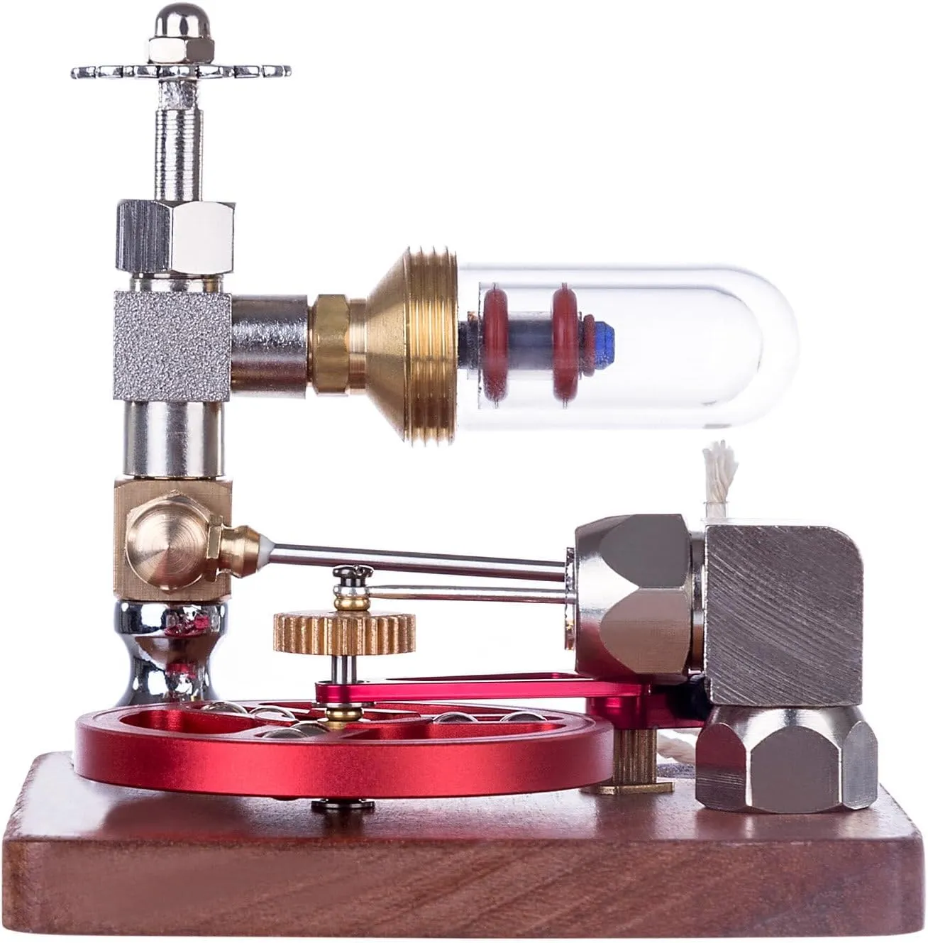 Stirling Engine Model Kit for Adults, ENJOMOR Adjustable Speed Stirling Engine Model Science Experiment Stem Toy with Ball Bearing Flywheel, Kids Adult Toys - Red, Type 2