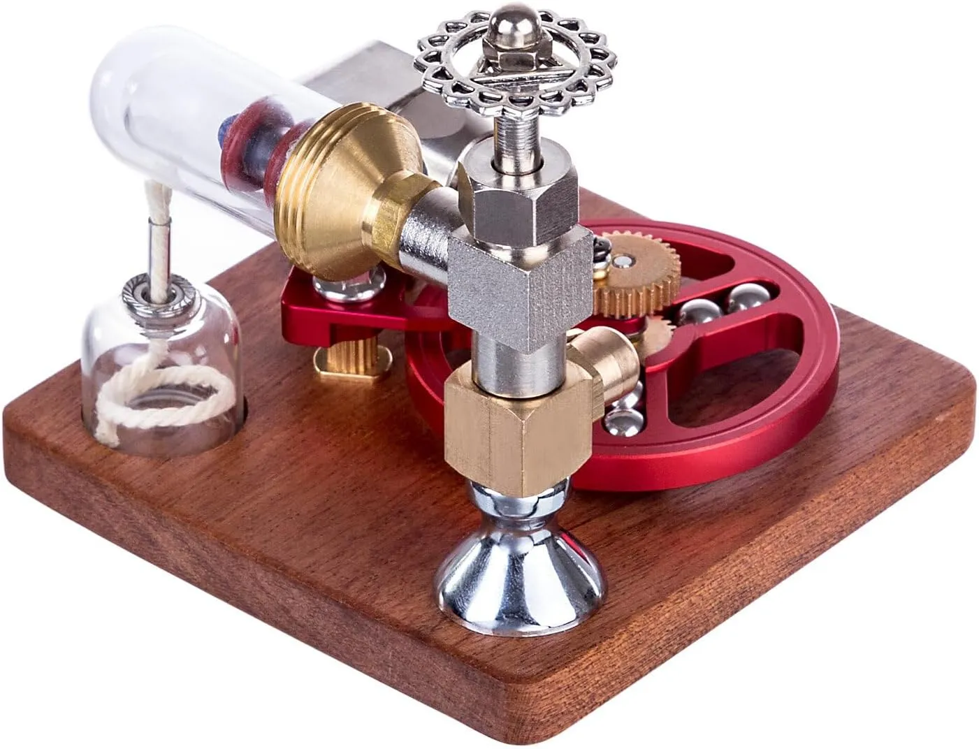 Stirling Engine Model Kit for Adults, ENJOMOR Adjustable Speed Stirling Engine Model Science Experiment Stem Toy with Ball Bearing Flywheel, Kids Adult Toys - Red, Type 2