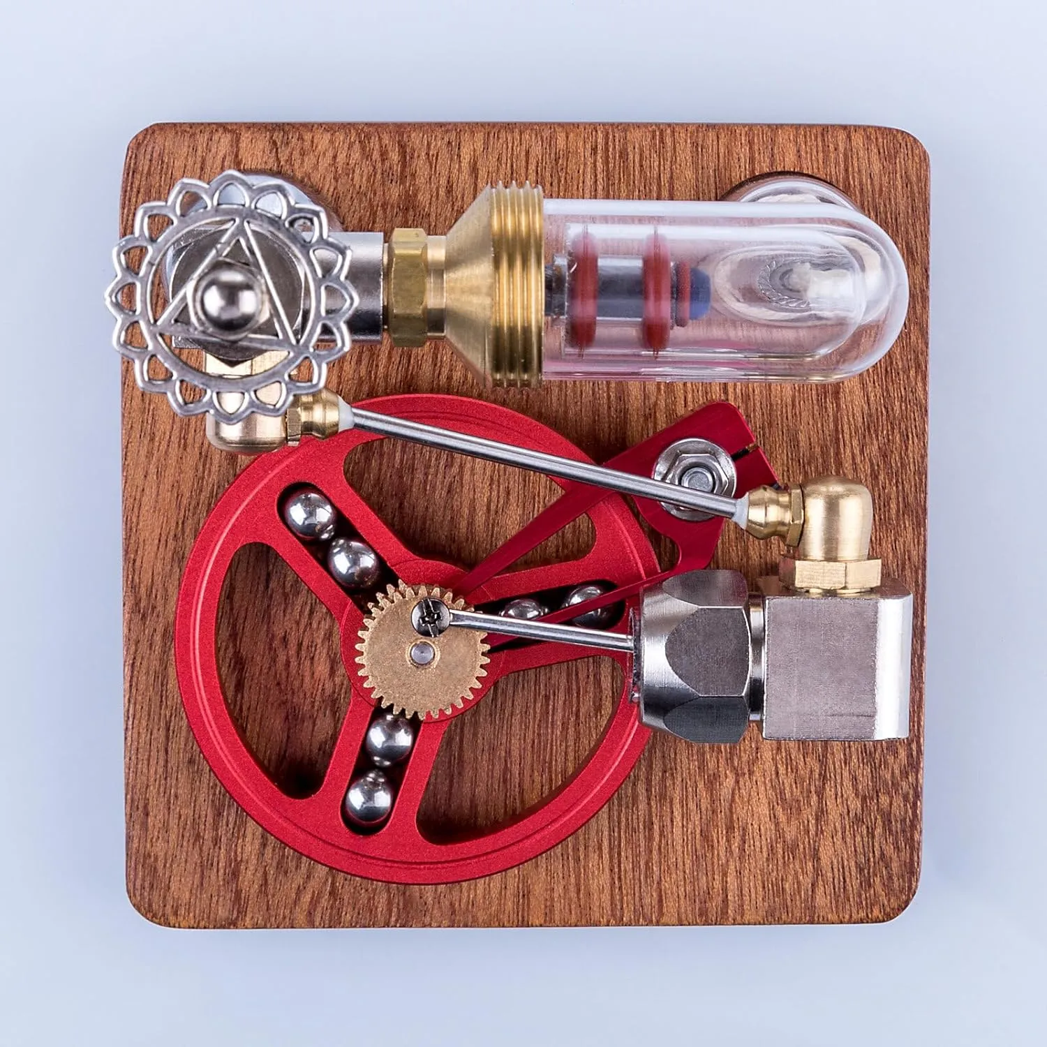 Stirling Engine Model Kit for Adults, ENJOMOR Adjustable Speed Stirling Engine Model Science Experiment Stem Toy with Ball Bearing Flywheel, Kids Adult Toys - Red, Type 2
