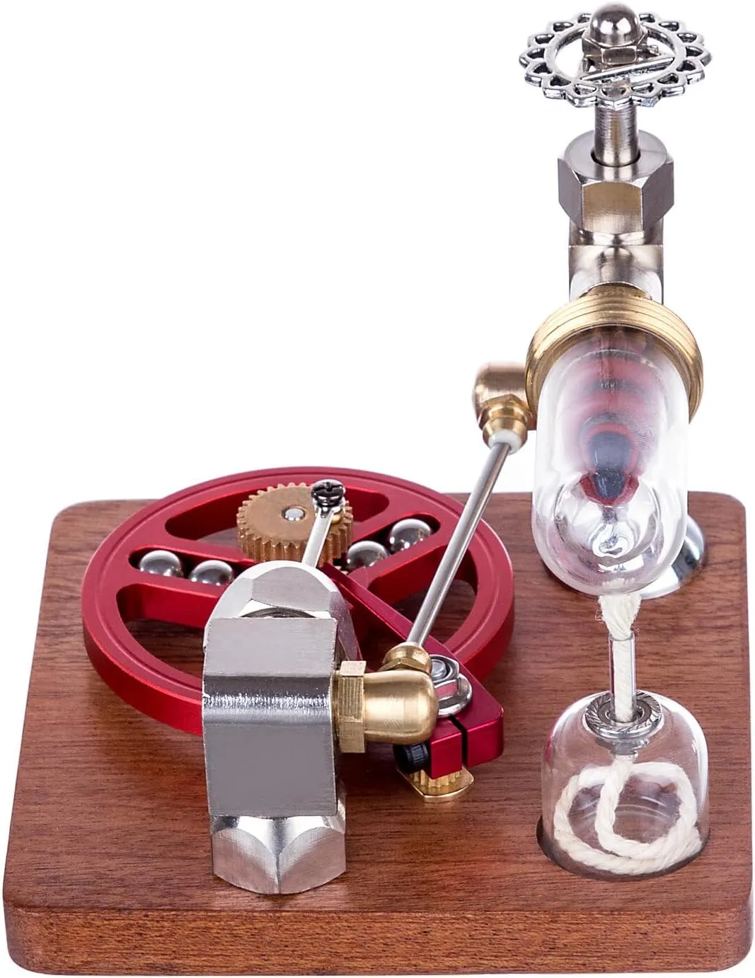 Stirling Engine Model Kit for Adults, ENJOMOR Adjustable Speed Stirling Engine Model Science Experiment Stem Toy with Ball Bearing Flywheel, Kids Adult Toys - Red, Type 2
