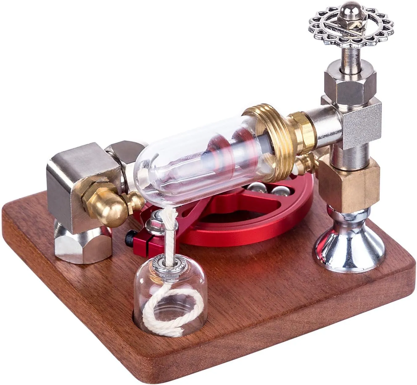 Stirling Engine Model Kit for Adults, ENJOMOR Adjustable Speed Stirling Engine Model Science Experiment Stem Toy with Ball Bearing Flywheel, Kids Adult Toys - Red, Type 2