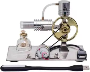 Stirling Engstirling Engine Kitmodel,Motor Stirling,Balance Hot Air Stirling Engine Model - DIY USB Power Generator with Night Light, Project & Gift for Tech Enthusiasts (6.3x3.1x4.3 Inches)