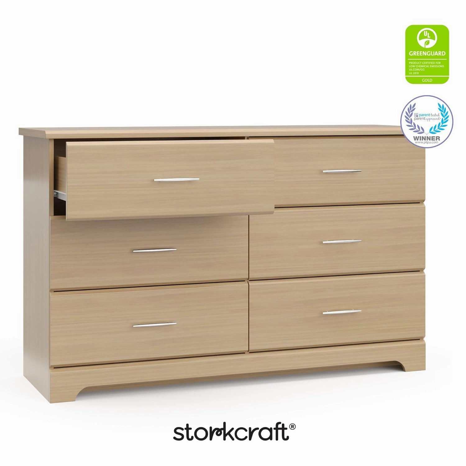 Storkcraft Brookside 6-Drawer Dresser (Driftwood) – GREENGUARD Gold Certified, Nursery & Kids Storage, Nursery Essentials, Kids Room Storage, Durable Bedroom Dresser