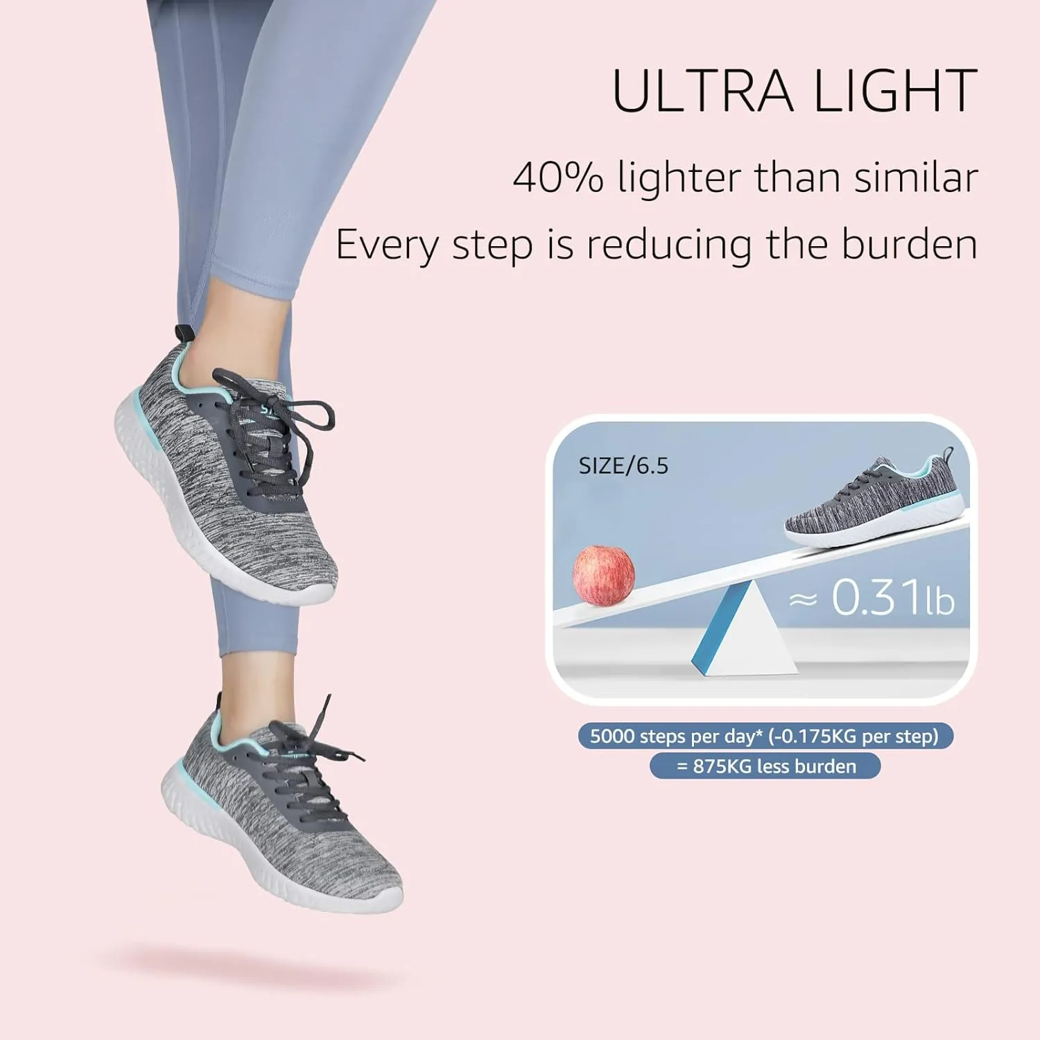 STQ Walking Shoes for Women Lace Up Lightweight Tennis Shoes