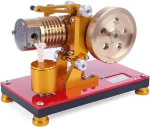 Suction Fire Type Stirling That Works, Stirling Engine Model Kit That Runs, Pure Copper Air Cylinder Heat Energy Engine Model Physics Science Experiment (Yellow)