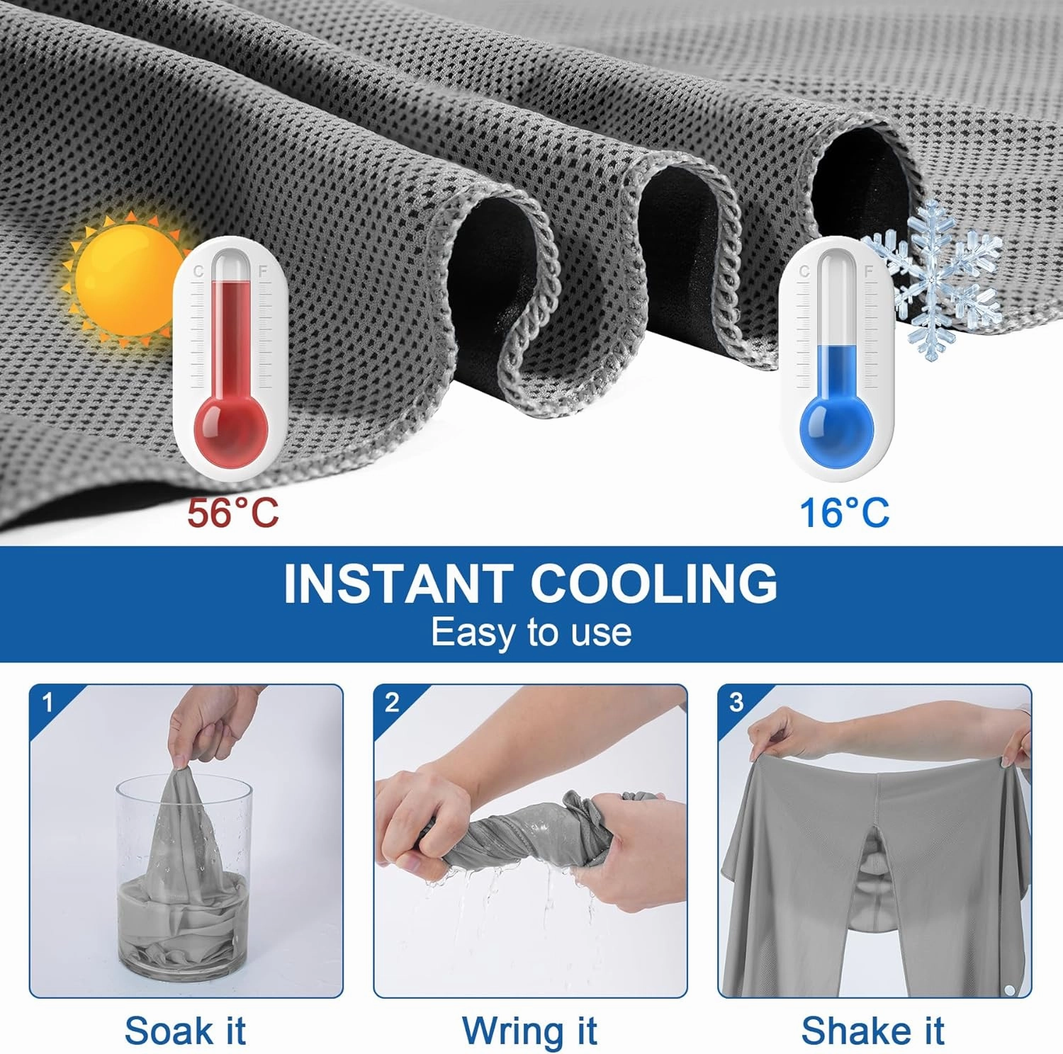 Sukeen Cooling Hoodie Towel, Cooling Towels for Neck and Face Quick Drying Absorbent, UV Protection Cooling Neck Wraps, Sport Workout Camping Cycling Cooling Towel