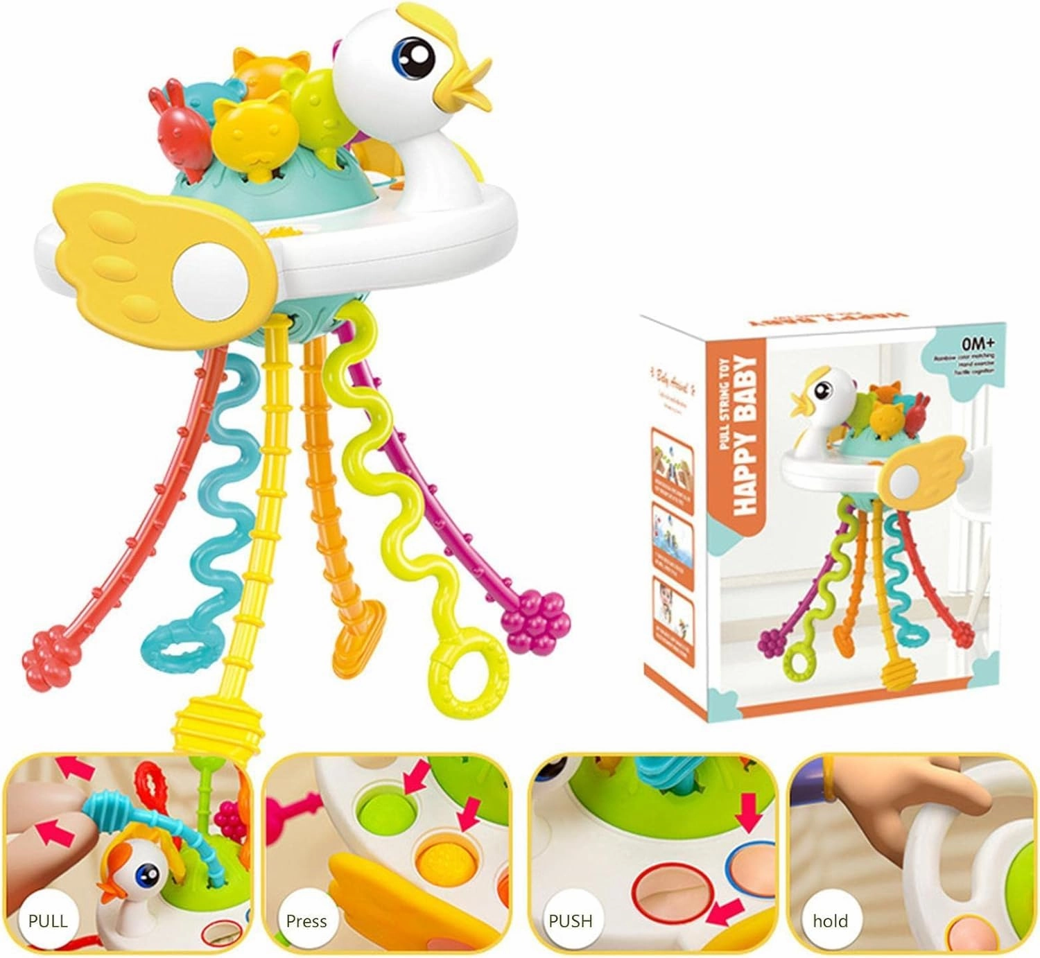 Swan Rattle Teether Sensory Toy - Engaging Fun for Babies