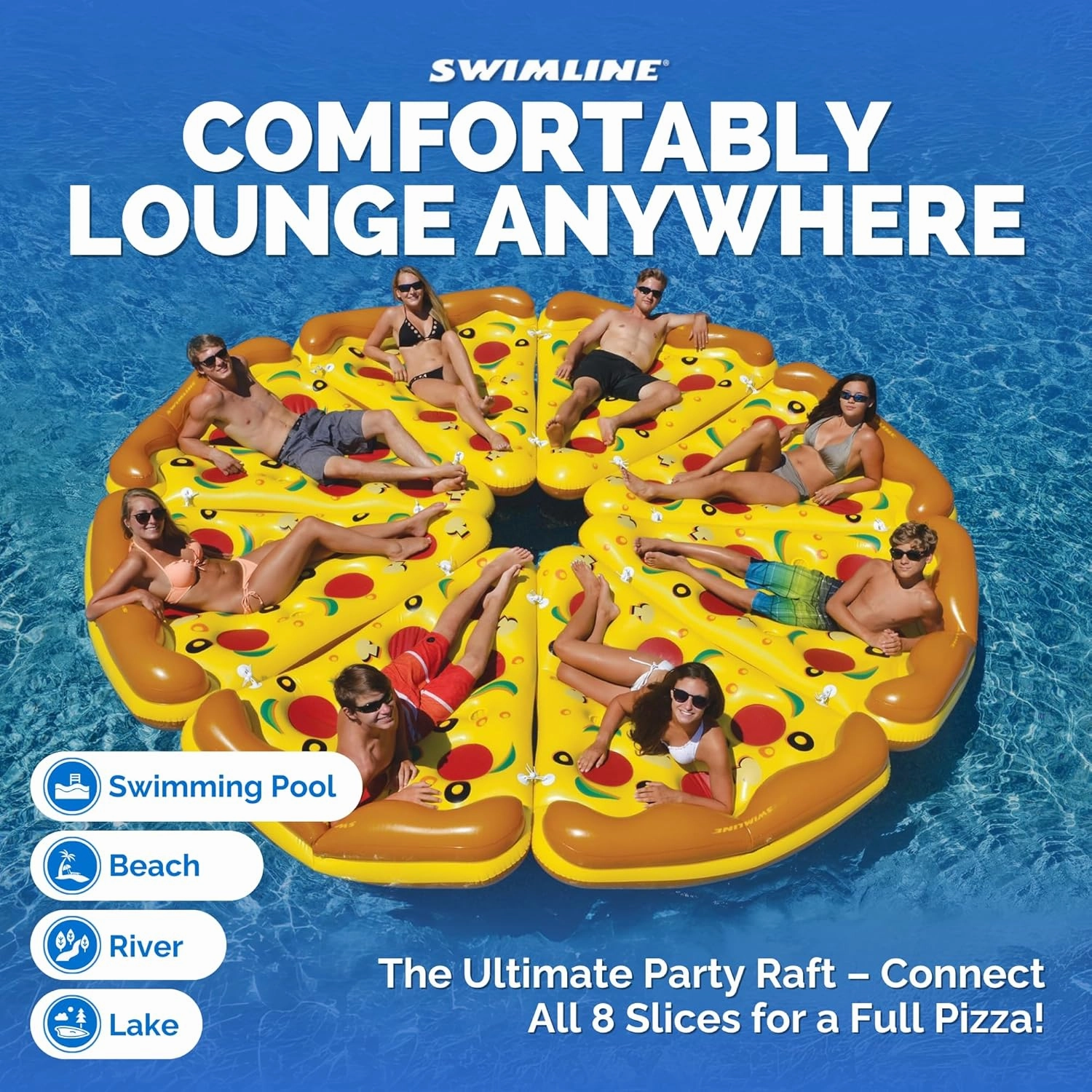 Swimline Inflatable Pizza Slice Pool Float, Multicolor