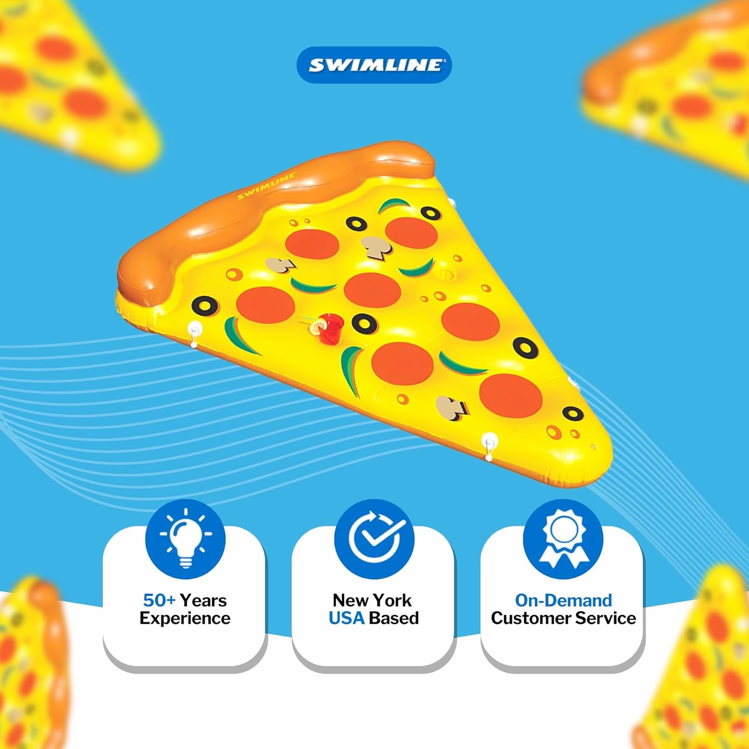 Swimline Inflatable Pizza Slice Pool Float, Multicolor