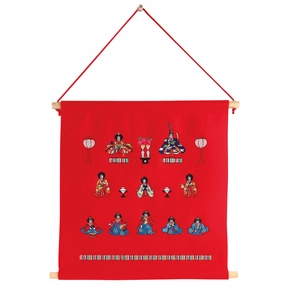 Tapestry／Three Rows Hina Dolls, Red