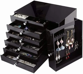 TEmkin Jewellery Boxes for Women 6 Layers Large Capacity Jewellery Chest Velvet Jewellery Organiser for Ring Necklace Earring Watch Jewelry Box for Women