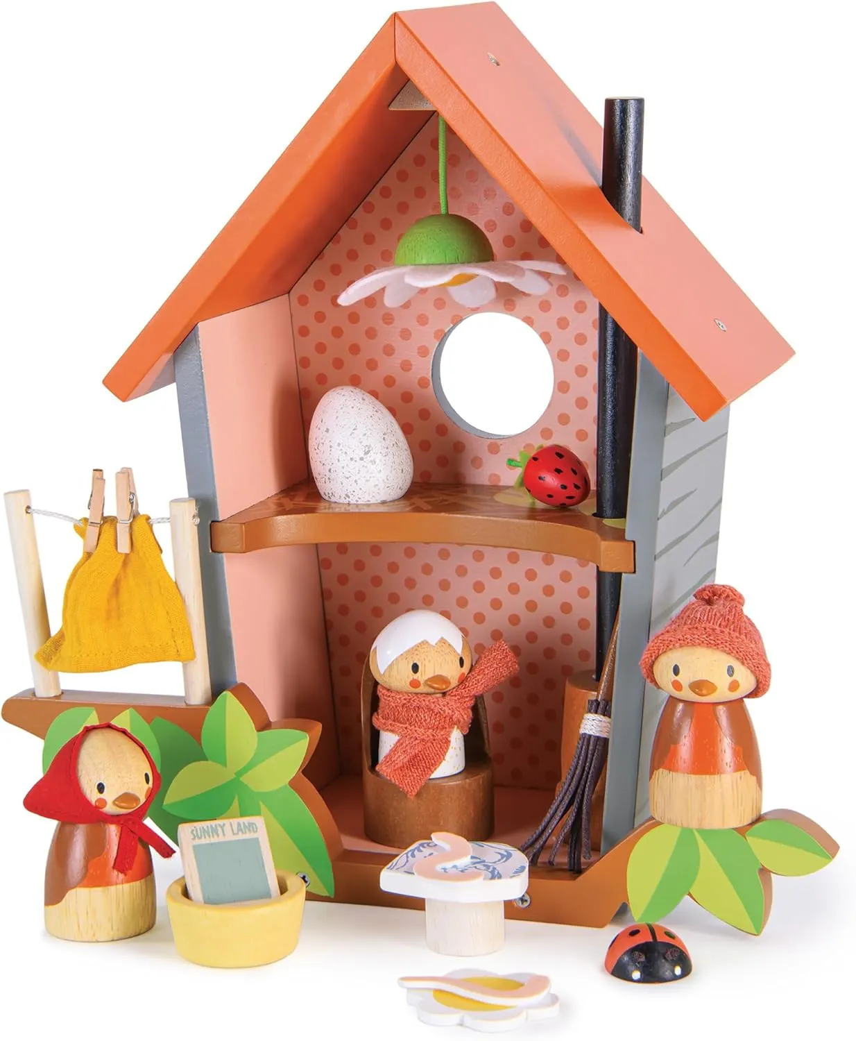 Tender Leaf Toys - Robin’s Nest Box - Wooden Toy Birdhouse with Bird Family and Accessories - Imaginative Play Set - Develop Creative Storytelling and Improve Fine Motor Skills - Age 3 