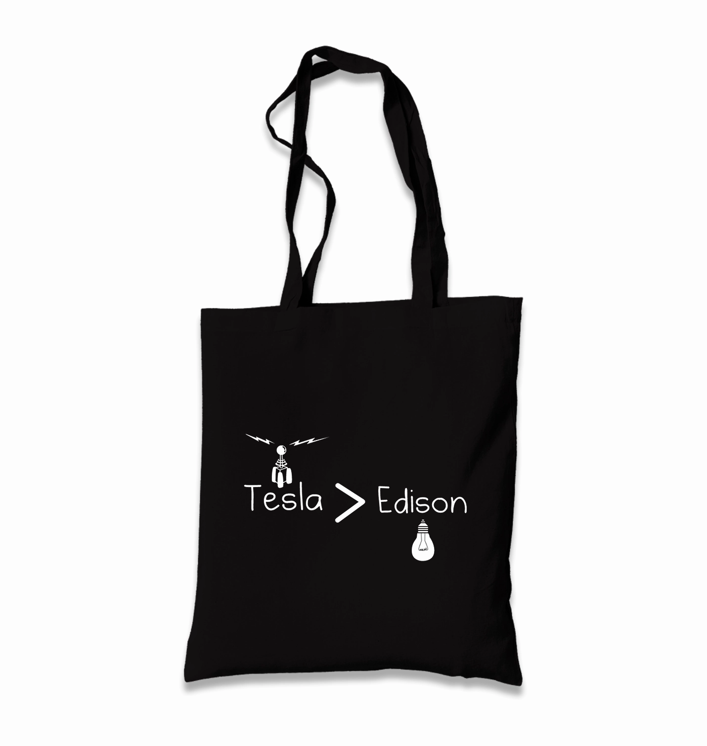 Tesla & Edison Black Canvas Totebag