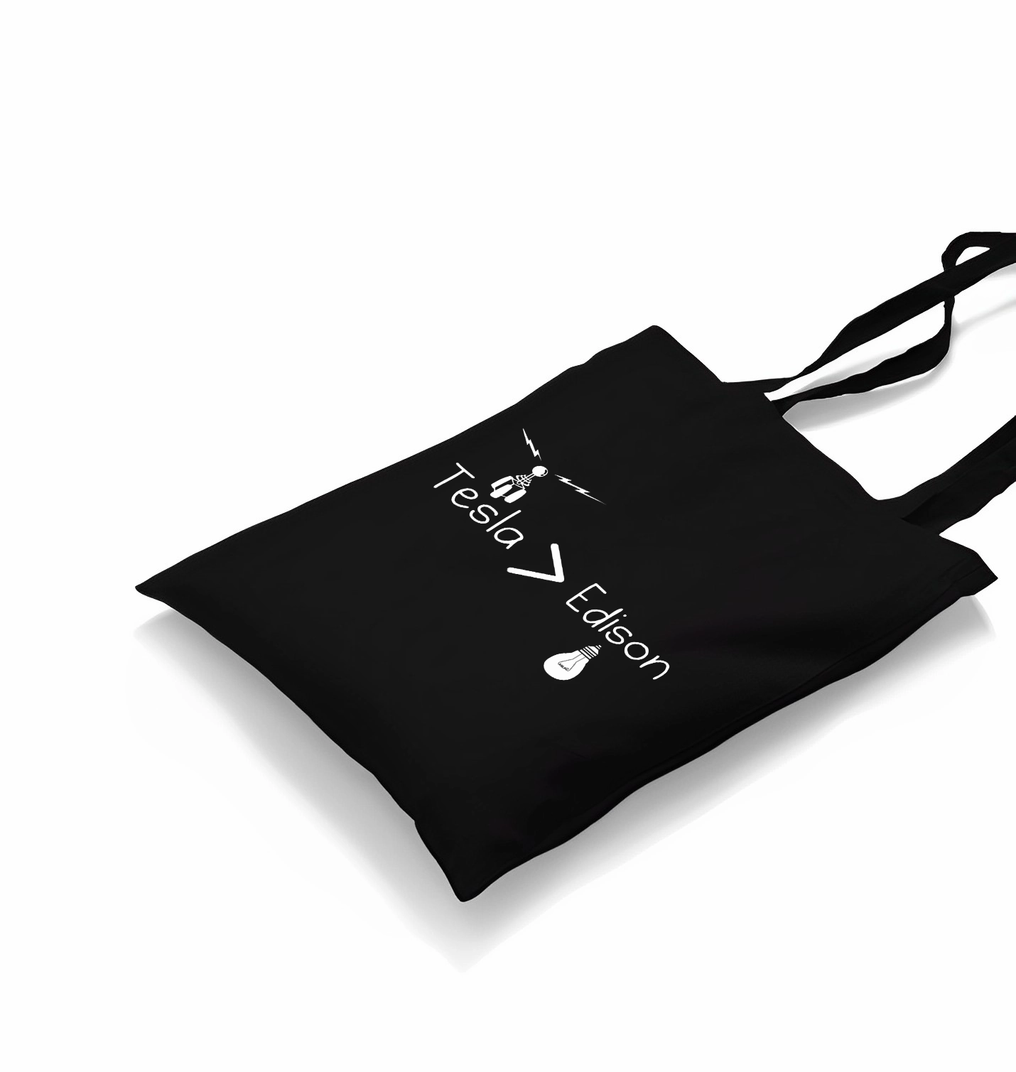 Tesla & Edison Black Canvas Totebag
