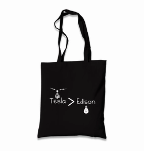 Tesla & Edison Black Canvas Totebag
