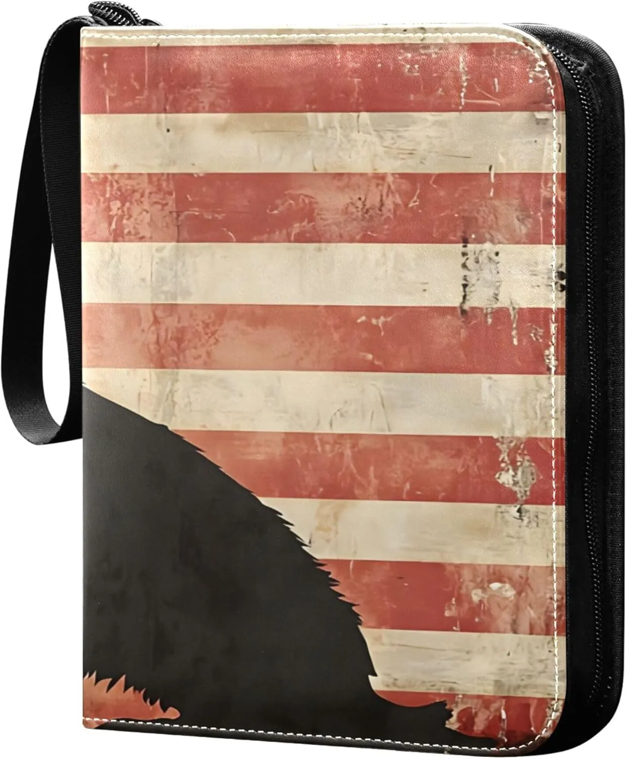 The American Flag and Dog Card Binder 4 Pocket Collectible Trading Card Albums with 50 Sleeves Double Side PU Waterproof 3 Ring for Sports & Game Cards