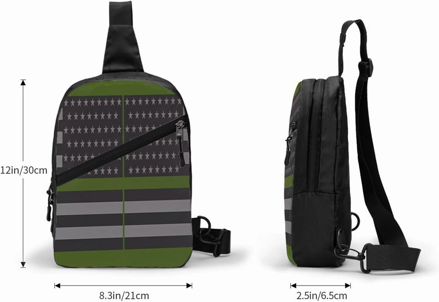 Thin Green Line American Flag Portable Sling Bags Packable Crossbody Bag Foldable Sport Daypack Reusable Shoulder Backpack Diagonally Chest Bag for Workout Travel