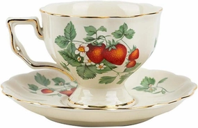 Tmore Vintage Porcelain Tea Set - Strawberry Pattern, 220ml Coffee Cup   Saucer   Teaspoon