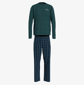 Tommy Hilfiger FLANNEL Mens Long-Sleeve Pyjama Set Deep Spruce/TH Woven Check