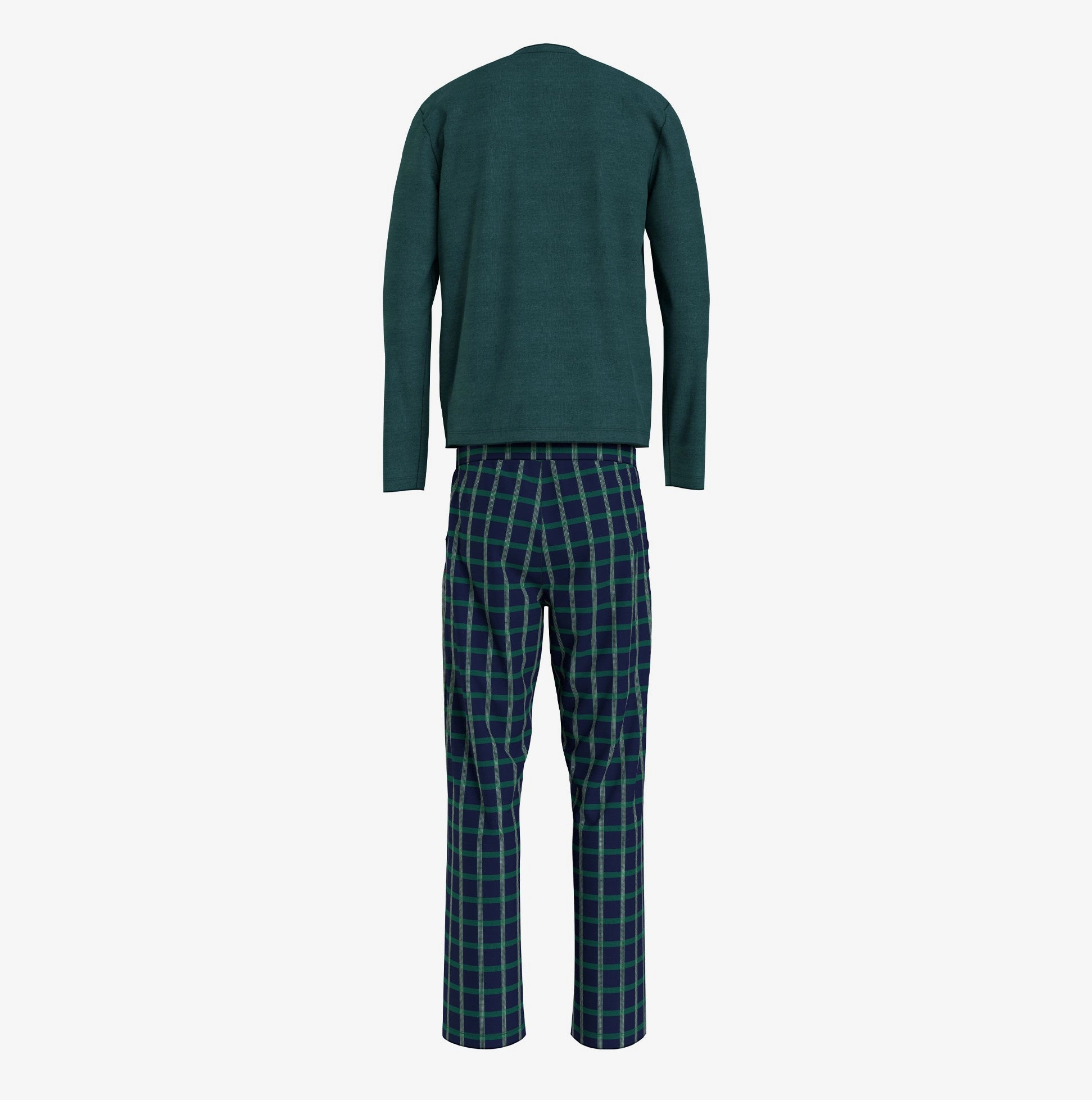 Tommy Hilfiger FLANNEL Mens Long-Sleeve Pyjama Set Deep Spruce/TH Woven Check